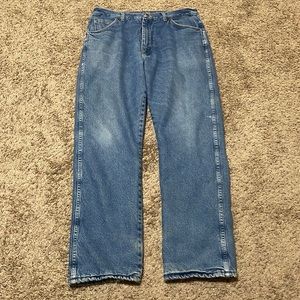 Wrangler Rugged Wear Straight Fleece Lined Jeans Men’s Sz 36x32 (34x30) Blue